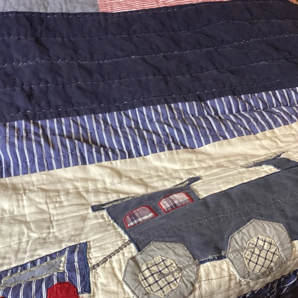 Pottery Barn Kids Emmett Railroad Full/Queen Quilt with Shams NWT